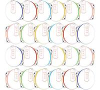 Lukmaa 24 Set Tambourine for Adults Wooden Hand Held Drum with Metal Jingles, Gift Tags, White I Love You Printed Ribbon Percussion Gift Musical Instrument for Church Wedding Party (Colorful,6 Inch)