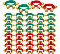 Lukmaa 48 Pcs Christmas Jingle Bells Musical Wrist Band Shaking Ankle Bells Adjustable Hand Bells for Kids Percussion Christmas Bells Musical Instruments Gift for Kids
