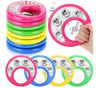 Lukmaa 8 Pcs Plastic Percussion Tambourine for Adults 6.5 Inch Hand Tambourine Musical Instrument Small Hand Held Percussion Drum for Party Supplies Performance
