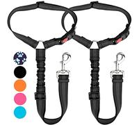 Lukovee Dog Car Seat Belt, 2 Pack Headrest Restraint Seatbelt, Adjustable Pet Safety Leads with Reflective Elastic Bungee for Dog Harness Collar Travel Daily Use (Black,Headrest)