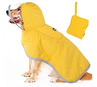 Lukovee Dog Raincoat, Dog Rain Jacket with Clear Hooded Double Layer for Large Medium Small Dogs Puppies, Adjustable Waterproof Dog Rain Coat Poncho with Reflective Rim & Storage Pocket (L, Yellow)