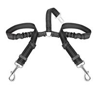 Lukovee Double Car Seatbelt, Reflective dog seat belts for cars Adjustable Elastic Anti-Shock Bungee Buffer 2 Dogs Car Harness Seatbelts Coupler, Puppy Cars Restraint Safety Travel Belts Splitter