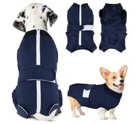 Lukovee Recovery Suit for Dogs, Zipper-On Onesie for Female Male Dog, Abdominal Wounds Cone E-Collar Alternative, Prevent Licking Spay (XS, Dark Blue)
