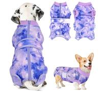 Lukovee Recovery Suit for Dogs, Zipper-On Onesie for Female Male Dog, Abdominal Wounds Cone E-Collar Alternative, Prevent Licking Spay (3XL, Purple Tie-dye)
