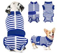 Lukovee Recovery Suit for Dogs, Zipper On Recovery Suit for Female Male Dog, Onesie Abdominal Wounds Cone E-Collar Alternative Prevent Licking Spay Recovery Suit (M, BL)