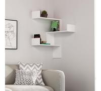 Decortie Wall-mounted Corner Shelf 22X60X90Cm Particleboard, White, White