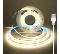 luktix 1.5m USB COB LED Strip Lights, 5V Natural White LED Strip with Sticky Back, 8mm Wide, CRI 92+, Flexible LED Tape for Backlight, Ambient Lighting to TV, Mirror, Under Cabinet, Shelf, 4000K