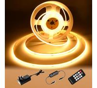 luktix COB LED Strip 2M,3000K Warm White LED Strips, 24V Dimmable LED Strip Lights, CRI92+,8mm Width, with Remote Control and UKCA Power Supply,for Home Decoration, Kitchen, Mirror
