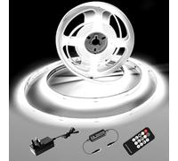 luktix COB LED Strip 5M,6000K Cool White LED Strips, 24V Dimmable LED Strip Lights, CRI92+,8mm Width, with Remote Control and UKCA Power Supply,for Home Decoration, Kitchen, Mirror