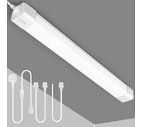 luktix LED Batten Light 4FT | 36W Linkable Fluorescent Light 6000K White| IP66 LED Tube Lights | Shed Light, Workshop and Garage Lighting | Plug in Ceiling Light Strip