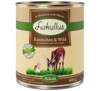 Lukullus Saver Pack 24 x 800g Rabbit & Game Natural Wet Dog Food Fresh Premium Ingredients with Splash Oil Ensure Dog Receive All Necessary Nutrients
