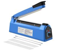 LUKVCIY Impulse Sealer Machine 200mm, Portable Manual Heat Sealer for Plastic PE PP PVC Bags - 8 Temperature Settings, Built-in Fuse Safety, Light Indicator, Replaceable Element Grip