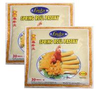 LUKY Spring Roll Pastry Sheets - Thin, Flexible, Easy to Fill | Ideal for Homemade Spring Rolls & Snacks | 30 Sheets - Net Weight 500 g,2 PACKS