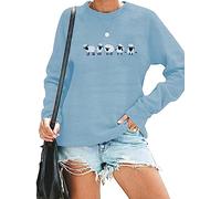 LUKYCILD Embroidered Sheep Sweatshirt for Women Cute Farm Shirts Funny Animal Sweater Casual Graphic Long Sleeve Tops