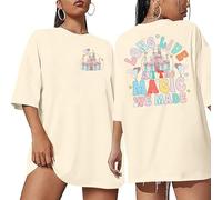 LUKYCILD Magical Shirt Magic Kingdom Shirts: Long Live All The Magic We Made Tshirt Holiday Castle Graphic Tee Family Vacation Top, Apricot, XXL