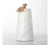 LUKYTME Decorative Door Stoppers, Solid Marble Heavy Duty Door Stops Indoor or Outdoor, Natural Stone Modern Door Stop with Brass Handle, Decor Doorstop Wedge Holder, Weighted Bookends.