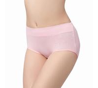LukyTrge EMF Blocking Women's Underwear Mid Waisted Brief,Anti-Radiation Shield Faraday Briefs Silver Fiber Panties Stretchy, Pink, 3XL
