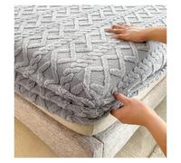 LUKYWANG Fitted Sheet Jacquard Bed Cover 3D Embossed Velvet Mattress Cover Bedsheet Winter Warm Fitted Sheet Mattress Protector Thickened Velvet Fitted Sheet(Grey,160x200x30cm)