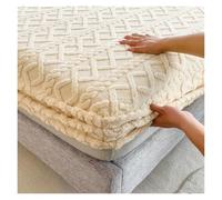 LUKYWANG Fitted Sheet Jacquard Bed Cover 3D Embossed Velvet Mattress Cover Bedsheet Winter Warm Fitted Sheet Mattress Protector Thickened Velvet Fitted Sheet(Khaki,160x200x30cm)