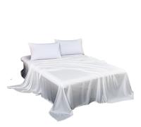 LUKYWANG Summer Ice Silk Sheets Natural Mulberry Silk Flat Sheet Solid Color Bed Sheet King Size Bedding Sheet Home Textile Sheet Ice Silk Bed Sheet(White,250x270cm)