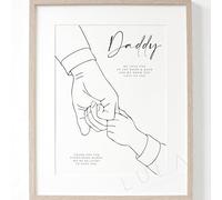 Lula Design A4 Fathers Day Print Line Drawing Daddy Hand Holding Print Daddy Birthday Gift Idea Fathers Day Gift Idea from children, hand holding daddy gift