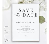 Lula Design black & white A6 Minimalistic monochrome wedding save the date invitations (A6 - INVITE ONLY PACK OF 60)