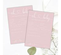 Lula Design Oh Baby! Baby Shower Prediction DUSKY PINK Printed A5 Cards, Baby Girl Baby Shower Party Game, Printed A5 Cards, New Mum to be, Baby Shower