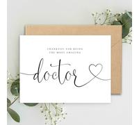 Lula Design Thank you for being our Doctor A5 Card & Kraft envelope, Doctor Card, Thank you Card, Thank you NHS Doctor, Minimalistic Black and White, 148mm x 210mm