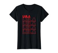 Lula of Brazil Retro Style Typography Art Value Graphic T-Shirt, Women, Black, S