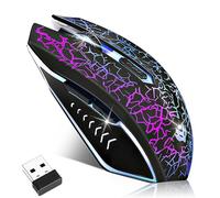 LuLabboard Wireless Gaming Mouse, Rechargeable Computer Mouse, 7-Color LED Light, Ergonomic Mouse with 6 Silent Click Buttons, 3 Adjustable 2400 DPI Wireless Mouse for Laptop,PC,Mac, Black