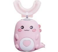 LulaBini DinoBrush 360° Kids Ultrasonic Electric Toothbrush, U Shaped Chewable Toothbrush, Funny Dinosaur for Children 2-12 Year (Pink (7-12))