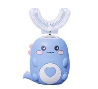 LulaBini DinoBrush 360° Kids Ultrasonic Toothbrush for Ages 2-12, U-Shaped Electric Toothbrush with Cartoon Dinosaur Design, Waterproof (Blue (2-6))