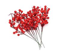 lulalula 10Pcs Artificial Berries Fake Mini Red Holly Berries Simulation Decorative Fruit Plants Bouquet Wedding Party Favor, 26 cm