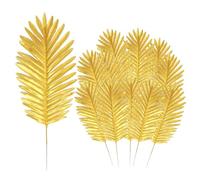 lulalula 12PCS Artificial Palm Leaves Fake Greenery Stems, Faux Plastic Tropical Areca Palm Tree Leaf Plants, Palm Branches Fronds for Palm Sunday Hawaiian Luau Jungle Wedding Birthday Party