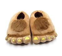 lulalula Furry Monster Adventure Slippers, Comfortable Novelty Warm Winter Hobbit Feet Slippers for Men Women Adults Yellow