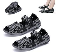 LULAND Elastic Belt Casual Women Shoes,Elastic Hollow Woven Women's Shoes (black,7#)