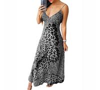 LULAND Women Summer Dresses Suspender Leopard Print Butterfly Dress Ladies Beach Pattern Butterfly Dress