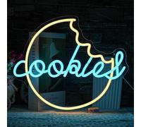 LULANMP Cookies Neon Sign for Wall Decor Biscuit Neon Light Dessert LED Neon Sign Dim Sum Neon Light Up Sign for Bedroom Cafe Bar Home Kitchen Cake Shop Bakery Decoration(15.9"*12.9")