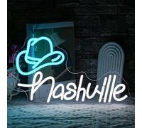 LULANMP Cowboy Hat Neon Sign Nashville Sign Home of Country Neon Signs for Wall Decor Western Cowgirl Music City LED Lights Sign for Bedroom Party Hotel Bar Pub Wall Art Decoration(15.6'' * 9.4'')