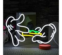 LULANMP Holding Neon Sign for Wall Decor Weed Neon Sign Light Green Leaf LED Neon Sign Hand White Neon Signs Glove Neon Light for Man Cave Room Bar Decoration(16.7''*11'')