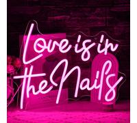 LULANMP Love Is In The Nails Neon Sign Nail Studio Neon Light Nail Salon LED Sign Beauty Salon Neon Light Up Sign for Nail Salon Beauty Salon Makeup Room Decoration(16.5 * 12.7)
