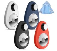 Lulaven for Airtag Holder for Kids Hidden 4 Pack GPS Tracker Case, Anti-Removal for Airtag Silicone Case with Pins, Suitable for Children, Elderly, Pets, Backpack, Luggage (White/Black/Blue/Red)