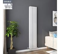 Lulea 1800 x 340mm White Double Rectangular Panel Vertical Radiator