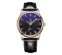 LULI Mens Casual Unique Design Simple and Classic Business PU Leather Band Quartz Wrist Watch Luminous Points (SKU : Wa4202bb)