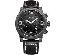 LULI Sports Watch Unique Design 3ATM Waterproof Quartz Movement 1.3D Three-dimensional Three Functional Sub Dials 24 Hours, Stopwatch, Second Minute Pointer Waist Watch With Leather Band Calendar Disp