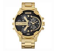 LULI Unique Design Business Style Large Dial Calendar Display Men Quartz Dual Movement Watch With Stainless Steel Band (SKU : Wa1426jb)