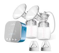 Lulia Double Electric Breast Pump, Portable Breastfeeding Pump with 4 Modes and 9 Levels, Strong Suction, Painless, Rechargeable,BPA Free (Blue)