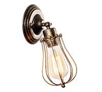 LULING Industrial Wall Sconce Vintage Lighting Adjustable Lamp Rustic Wire Metal Cage Oil Rubbed Wall Light Shade Edison Style Antique Fixture Porch Mirror (No Bulb) (Bronze)