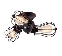 Luling Vintage Metal Industrial Ceiling Light - Adjustable Socket, Semi-Flush Mount Fixture - Rustic Style, Rust Color (No Bulb, 3 Lights)