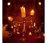 Luliott Beauty and The Beast Candle Holder 32cm Multi-Coloured Wedding Christmas Birthday Retro Home Decoration ABS + Metal Birthday Gift